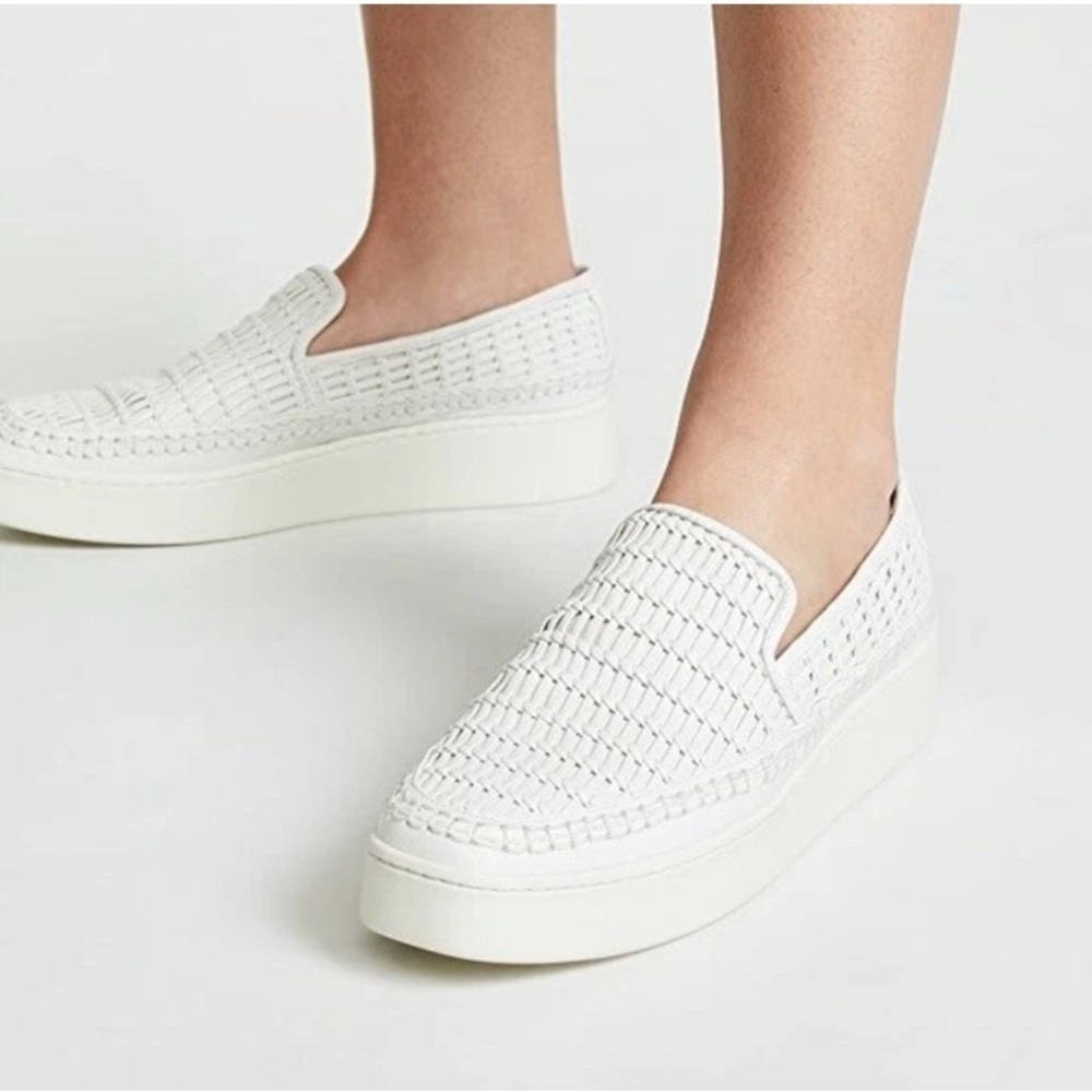 Vince Cream Woven Platform Slip-On Sneakers